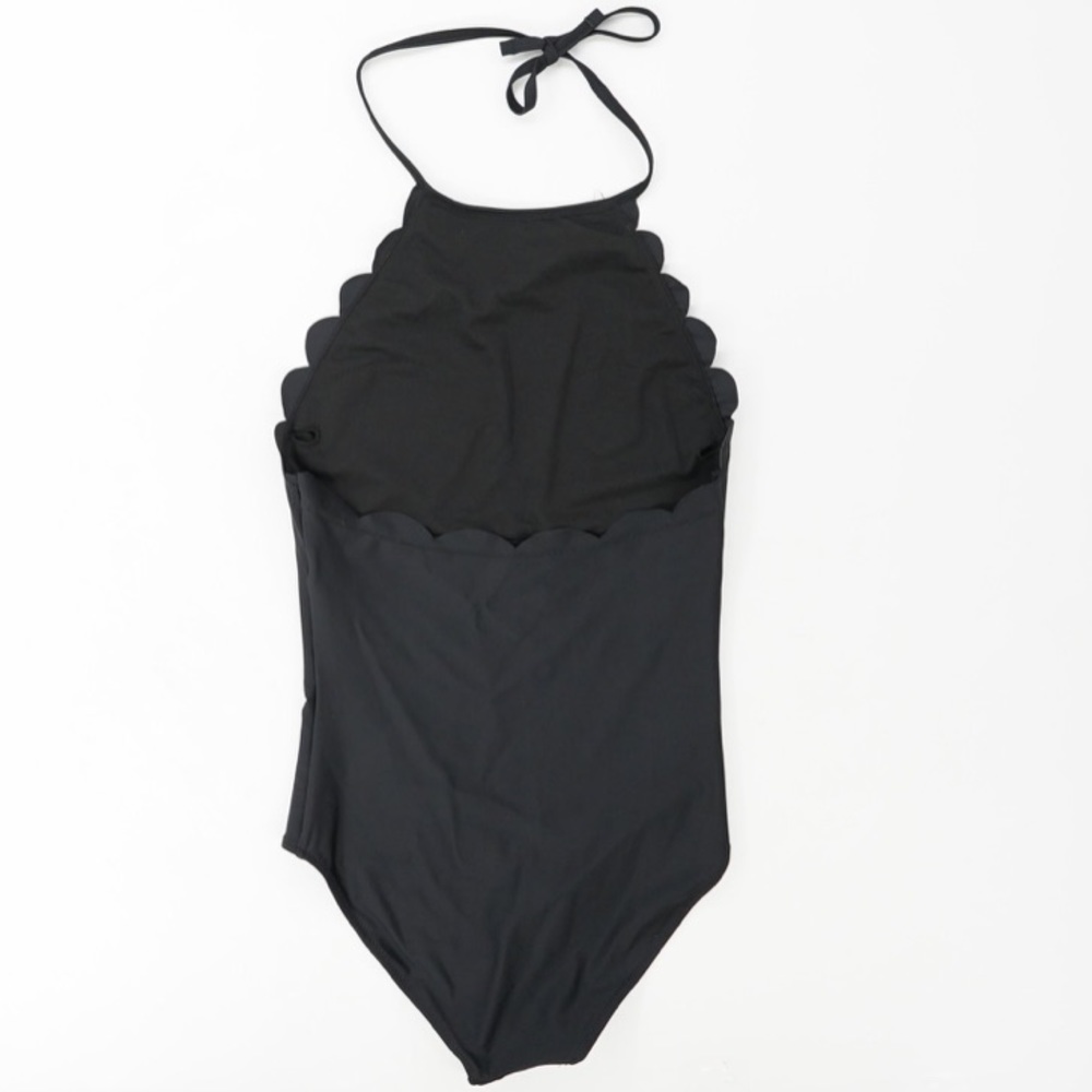 NWOT Halter Neck Scallop Trim One Piece Swimsuit - Picture 2 of 8
